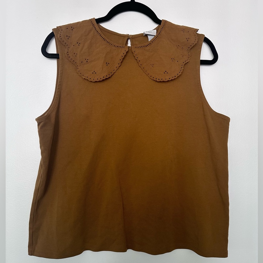 Sleeveless Tshirt w/Peter-pan Collar